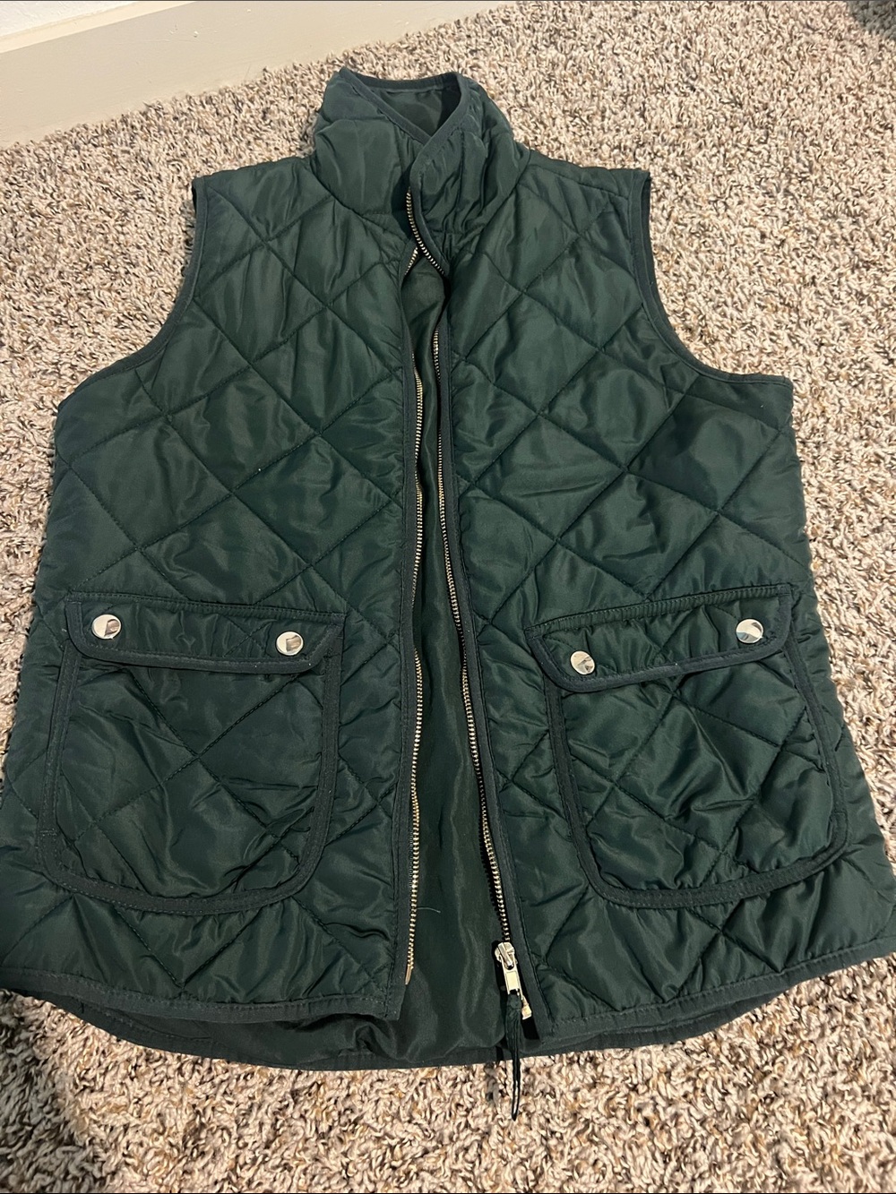 Quilted Women’s Vest Jacket - Dark Green